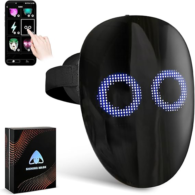 Led Purge Mask Halloween - หน้ากาก LED พร้อมการตรวจจับท่าทางด้วยเสียง หน้ากาก HD ส่องสว่างพร้อมจอแสดงผลหลายรูปแบบของแอพที่ตั้งโปรแกรมได้