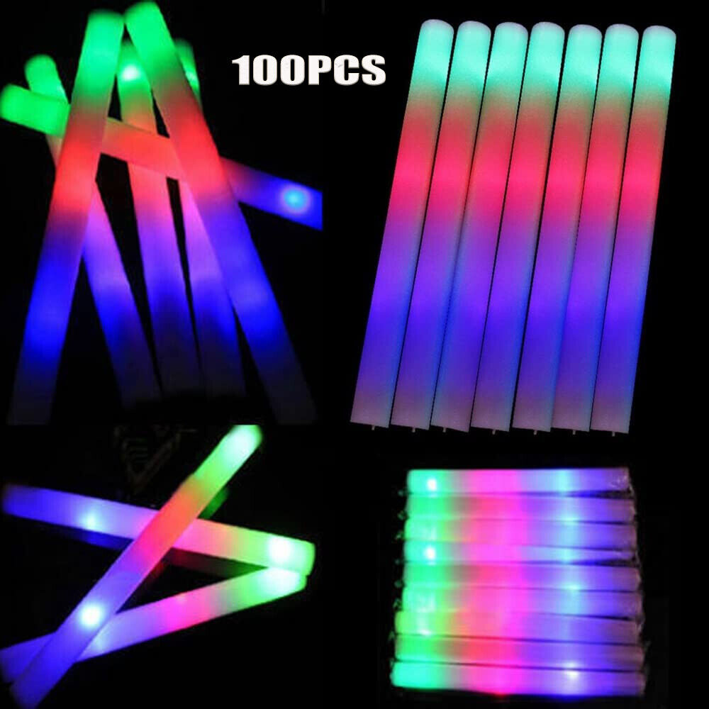 Flashing Led Foam Sticks Party - แท่งไฟเรืองแสงแบบแพ็ค 100 ชิ้น ไฟ LED แท่งโฟมเรืองแสง