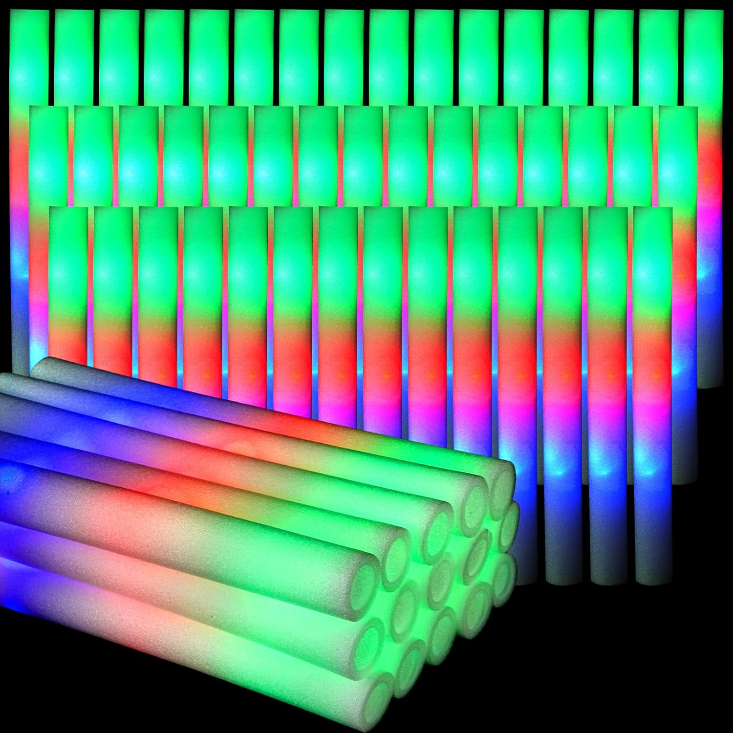 Flashing Led Foam Sticks Party - 30 ชิ้นโฟม Glow Sticks 3 โหมดที่มีสีสัน