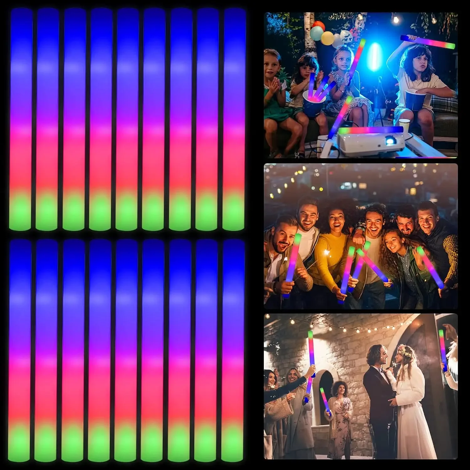 Flashing Led Foam Sticks Party - แท่งไฟ LED โฟมเรืองแสง 50 ชิ้น สำหรับงานคริสต์มาส