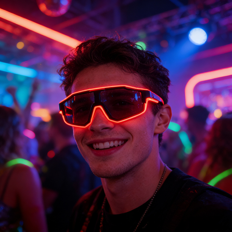 Glow In The Dark Party Glasses - แว่นตา LED กันลม เท่ห์ๆ ไฟกระพริบ แว่นตาเรืองแสง