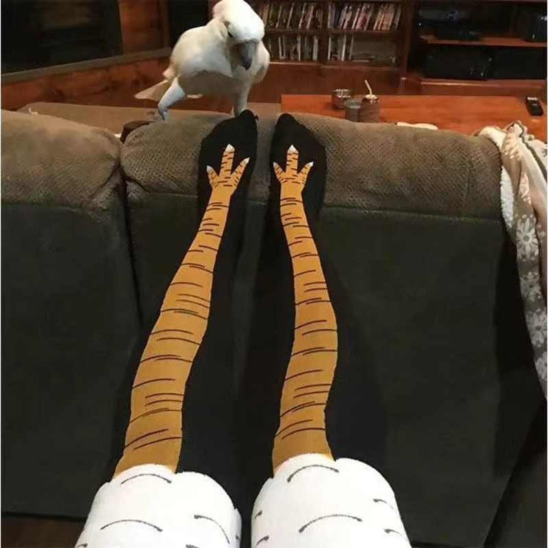 Funny Chicken Leg Socks - ถุงเท้าลายตีนไก่สำหรับผู้หญิง ถุงเท้ายาวลายกรงเล็บไก่สไตล์อนิเมะ ถุงเท้าตลกสำหรับคริสต์มาส ใส่ออกกำลังกาย ชุดแฟนซีสำหรับปาร์ตี้ฮาโลวีน อุปกรณ์ประกอบฉาก