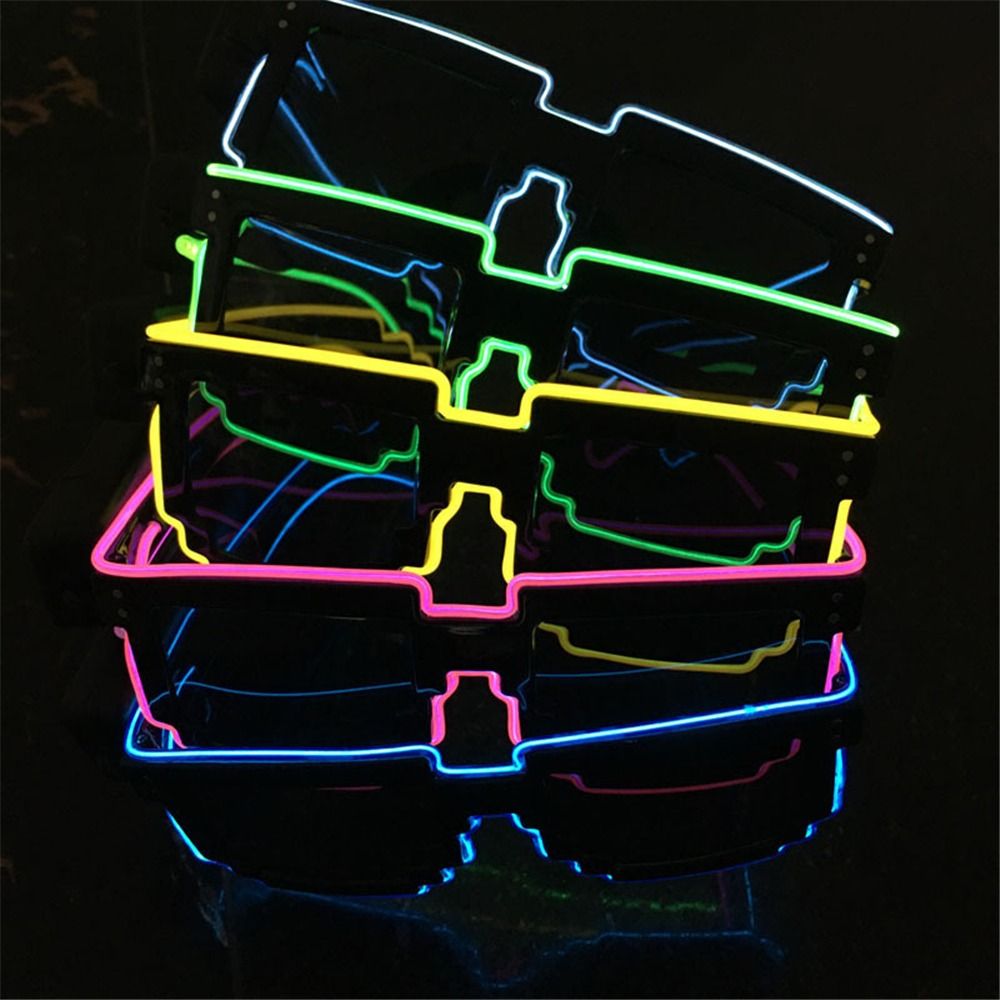Glow In The Dark Party Glasses - แว่นตา LED โมเสคใหม่แว่นตาไฟ LED แบบไร้สายเรืองแสงในที่มืดสำหรับปาร์ตี้คลั่งเฉดสีนีออนสุดฮา