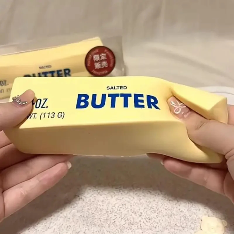 Novelty Gifts - ของเล่นบีบคลายเครียดรูปแท่งเนยแบบยืดหยุ่น 1 ชิ้น ของเล่นบีบอัดนุ่ม ช่วยผ่อนคลายความเครียด ของเล่นแกล้งขำขันสำหรับผู้ใหญ่