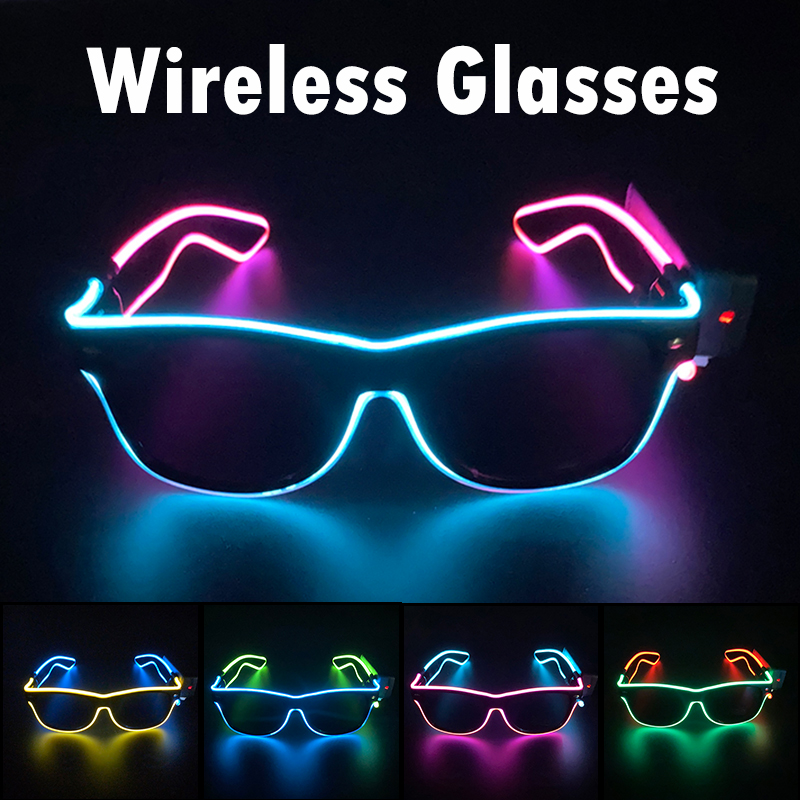 Glow In The Dark Party Glasses - ไร้สาย Cool LED แว่นตากันแดดสําหรับ Glow Party