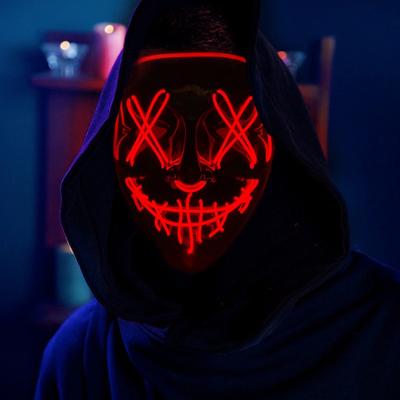 Led Purge Mask Halloween - หน้ากากฮาโลวีน LED นีออน หน้ากากแฟนซีสำหรับงานปาร์ตี้ หน้ากากเรืองแสงในที่มืด หน้ากากสยองขวัญ
