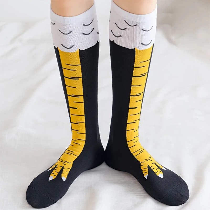 ถุงเท้ายาวถึงเข่าผู้หญิง 1/2/5 - Funny Chicken Leg Socks บทวิจารณ์และราคา