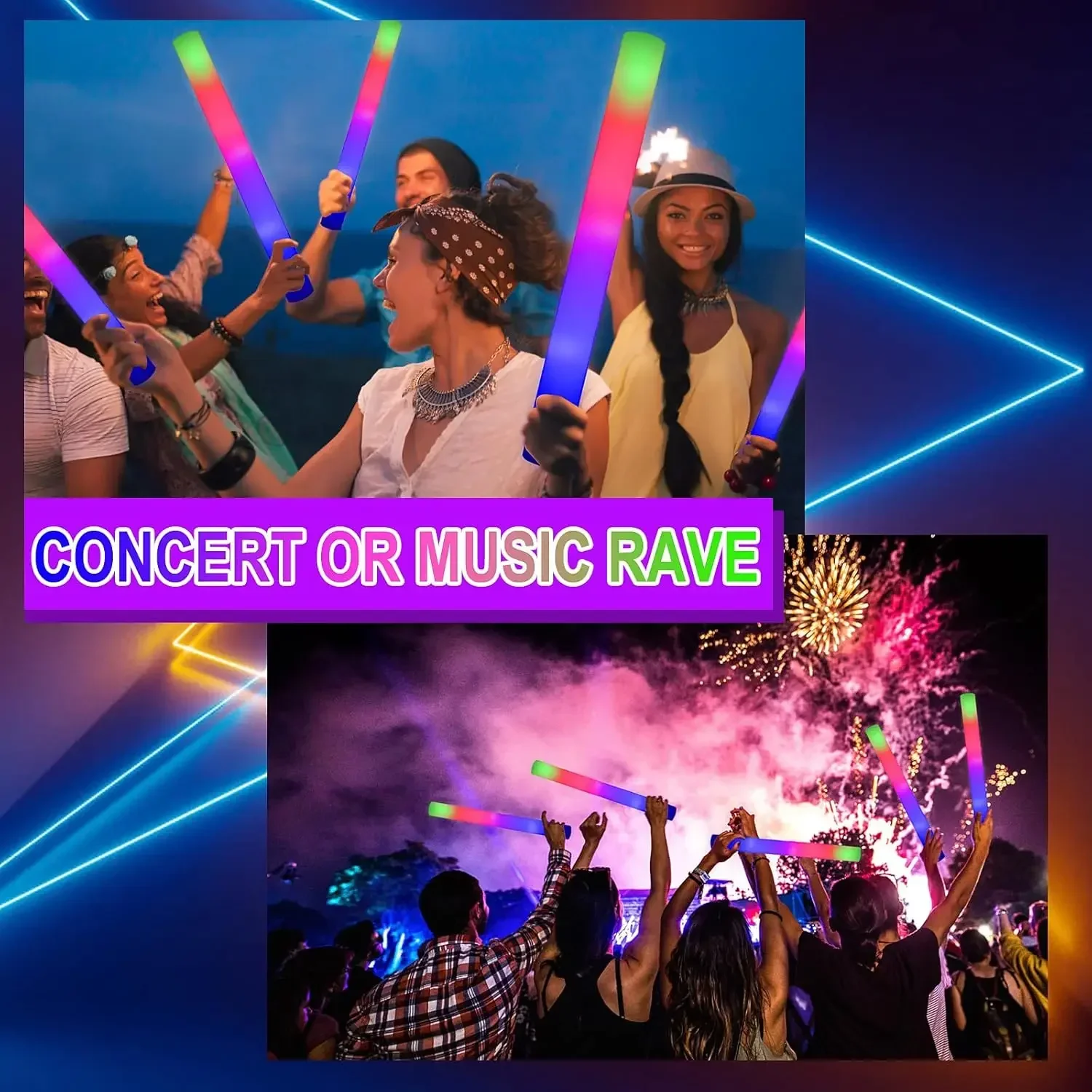 แท่งไฟ LED โฟม 3Z-50PCS สำหรับ - Flashing Led Foam Sticks Party บทวิจารณ์และราคา