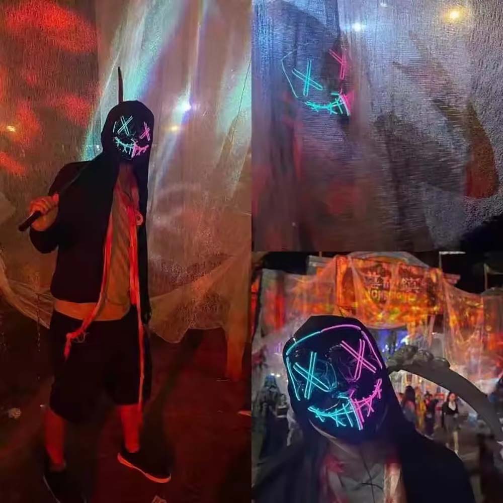 หน้ากากนีออน LED ไร้สาย เรืองแ - Led Purge Mask Halloween บทวิจารณ์และราคา