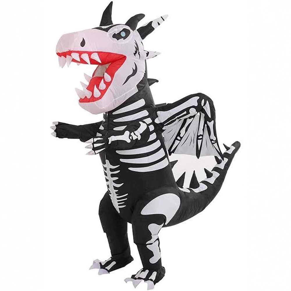ชุดไดโนเสาร์โครงกระดูกสีดำขาวแ - Inflatable Dinosaur Costume Adult บทวิจารณ์และราคา