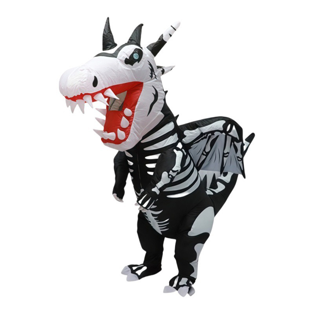 ชุดไดโนเสาร์โครงกระดูกสีดำขาวแ - Inflatable Dinosaur Costume Adult บทวิจารณ์และราคา