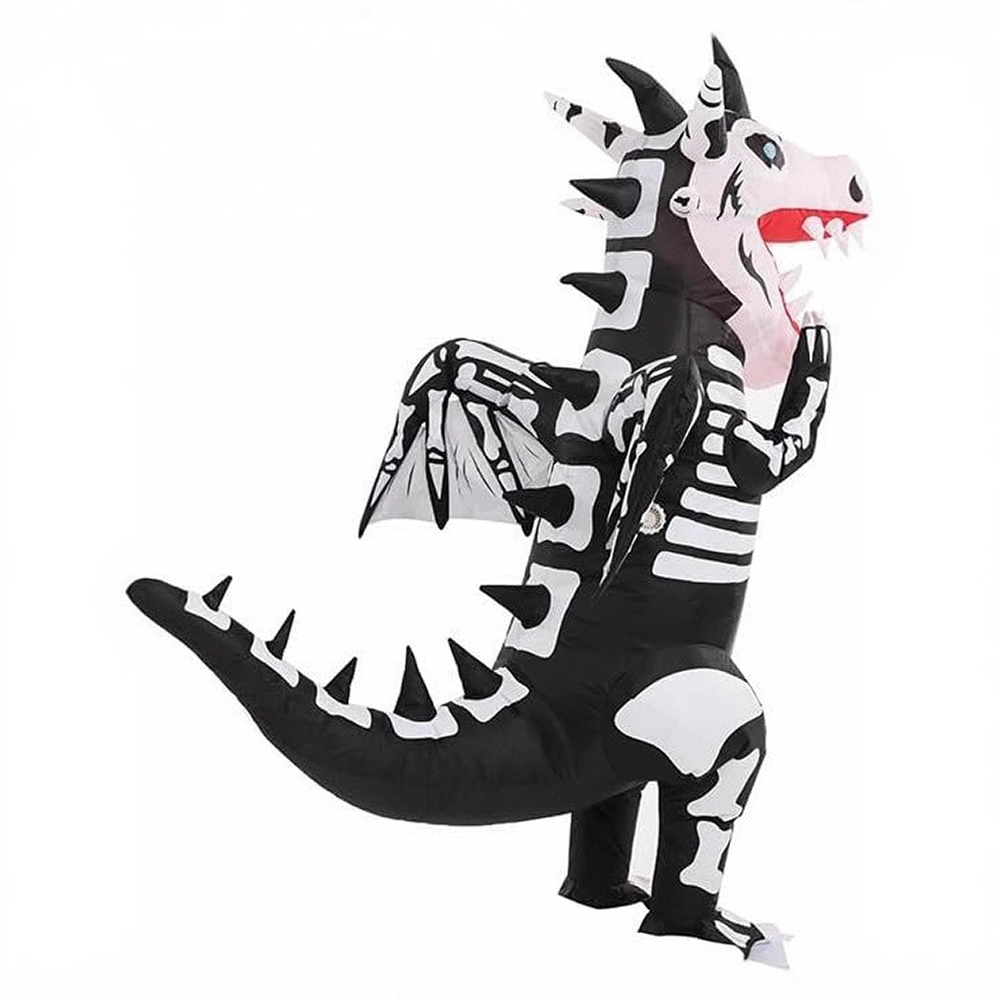ชุดไดโนเสาร์โครงกระดูกสีดำขาวแ - Inflatable Dinosaur Costume Adult บทวิจารณ์และราคา