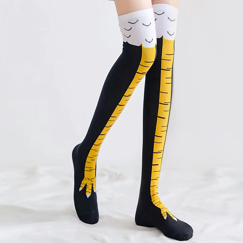 ถุงเท้ายาวถึงเข่าผู้หญิง 1/2/5 - Funny Chicken Leg Socks บทวิจารณ์และราคา