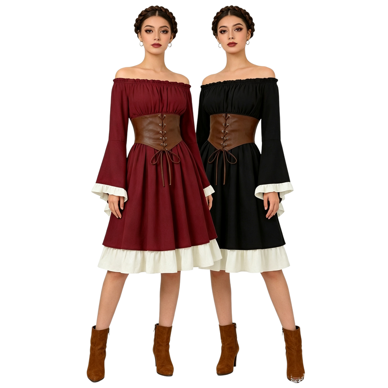 ชุดเดรสยาวปานกลางสไตล์ยุคกลางเ - Costumes บทวิจารณ์และราคา
